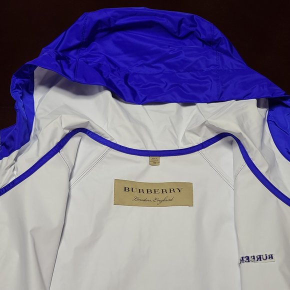 Burberry Blue Hooded Raincoat (Unisex) - Picture 6 of 7